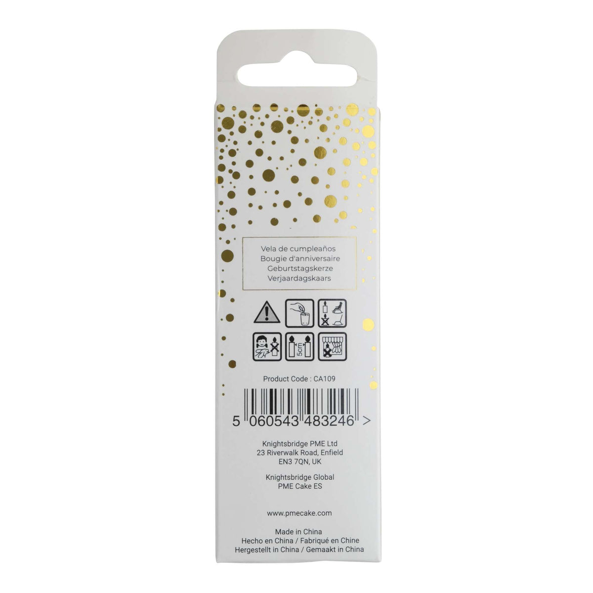 Gold Glitter Number Nine Candle