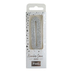 Zilveren Glitter Nummer Kaars 0