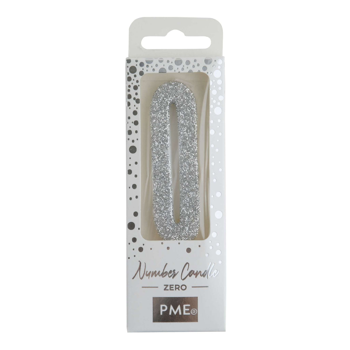 Zilveren Glitter Nummer Kaars 0