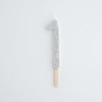 Silver Glitter Number One Candle