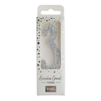 Silver Glitter Number Three Candle