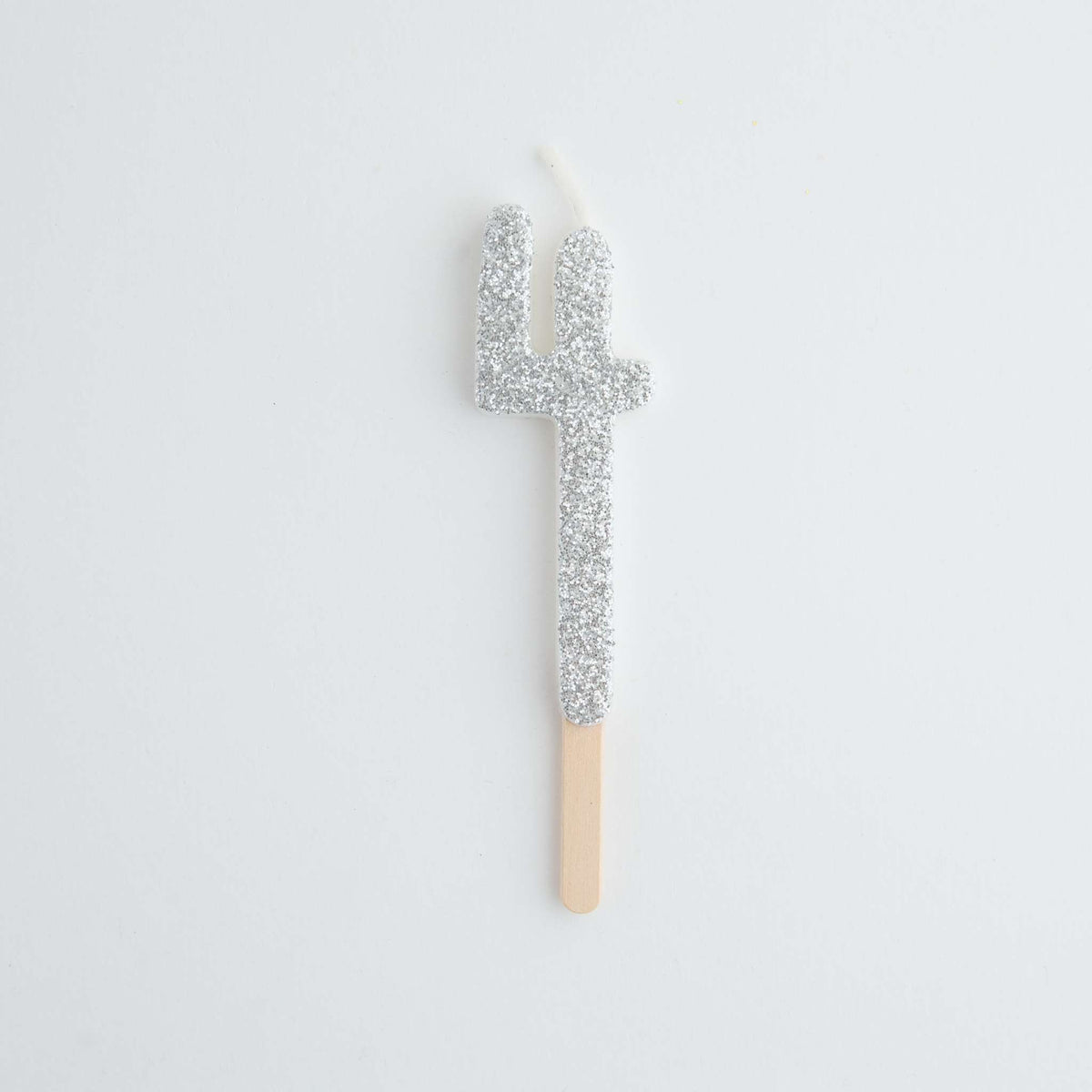Zahlenkerze Glitter Silber 4