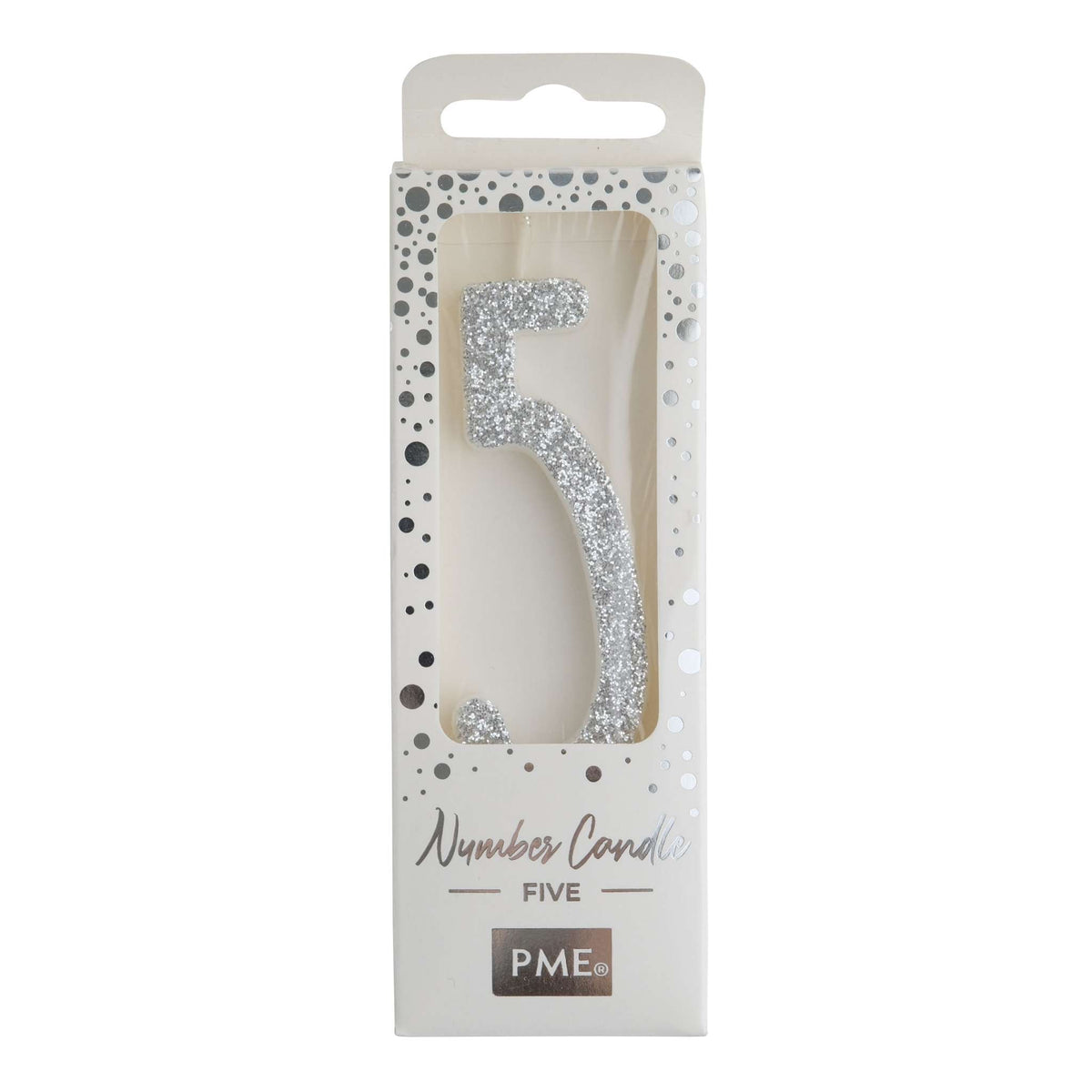 Zilveren Glitter Nummer Kaars 5