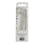 Silver Glitter Number Seven Candle
