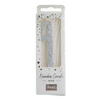 Zahlenkerze Glitter Silber 9
