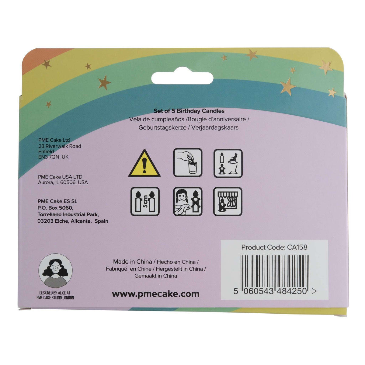 Rainbow Candles Set Of 5