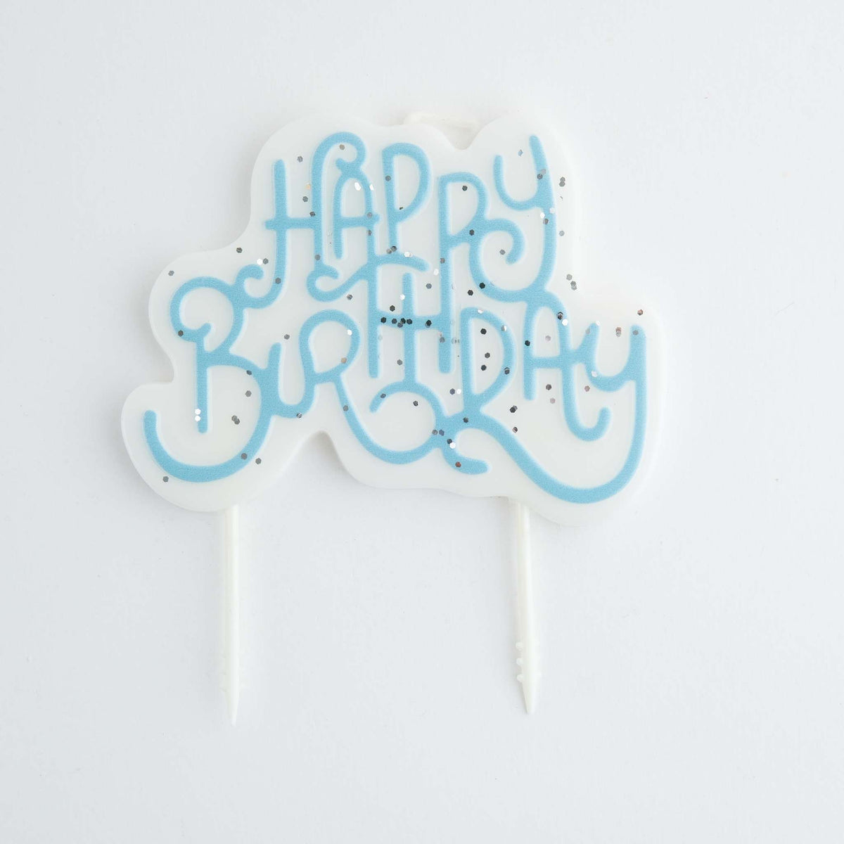 Kaars Topper - Blauwe Glitter Verjaardagskaars