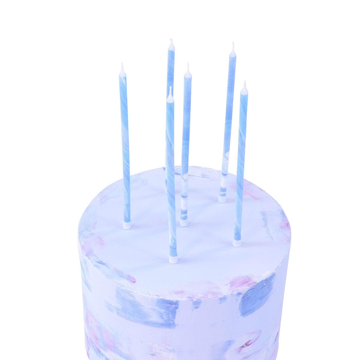 Blue Marble Tall Candles Set Of 6