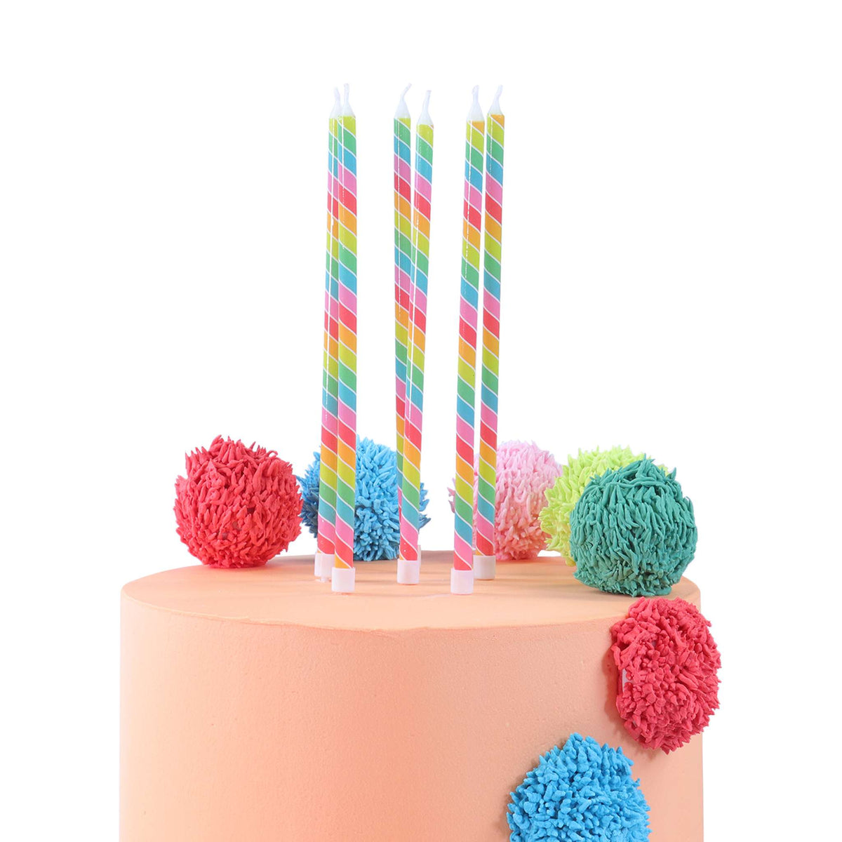 Rainbow Stripe Tall Candles Set Of 6