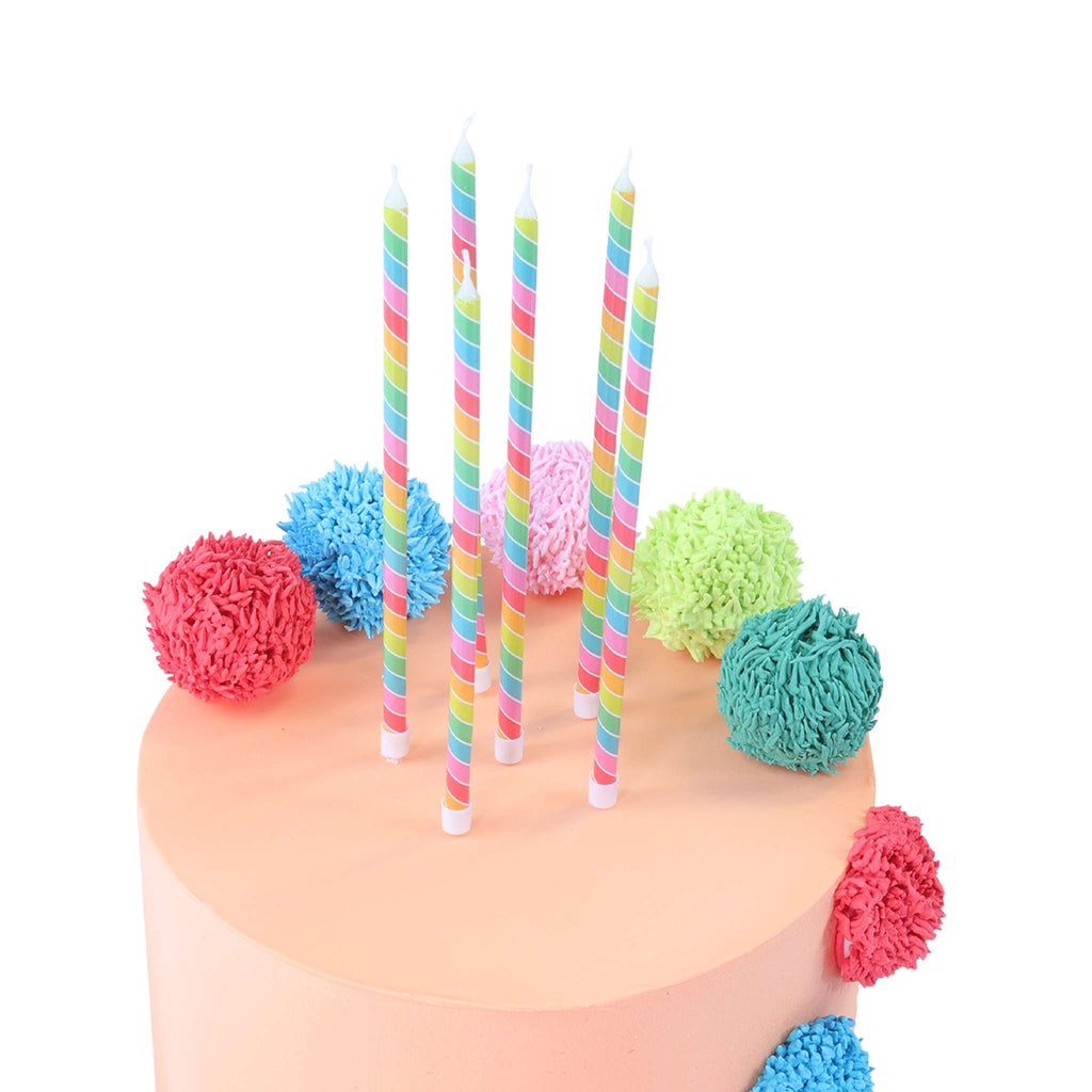 Rainbow Stripe Tall Candles Set Of 6