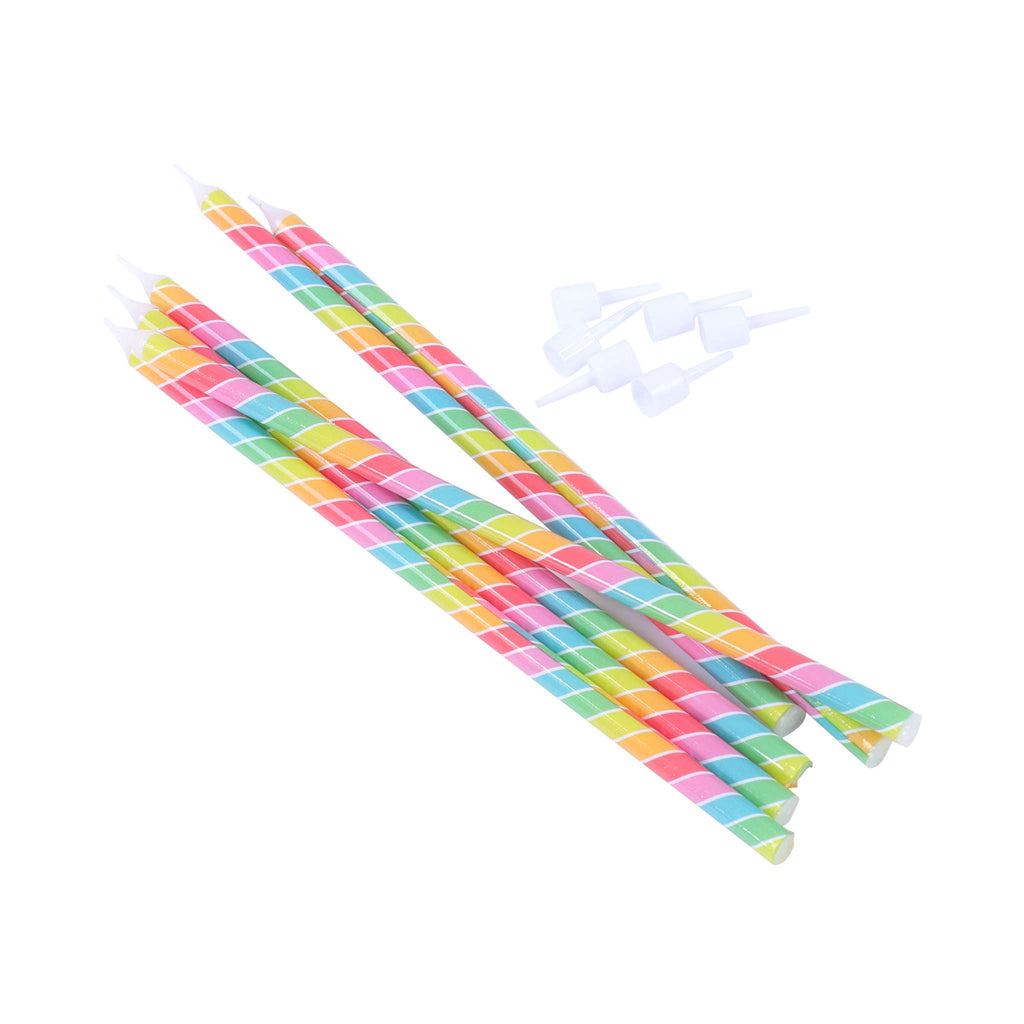Bougies Hautes - Rayures Arc-en-ciel Pqt/6