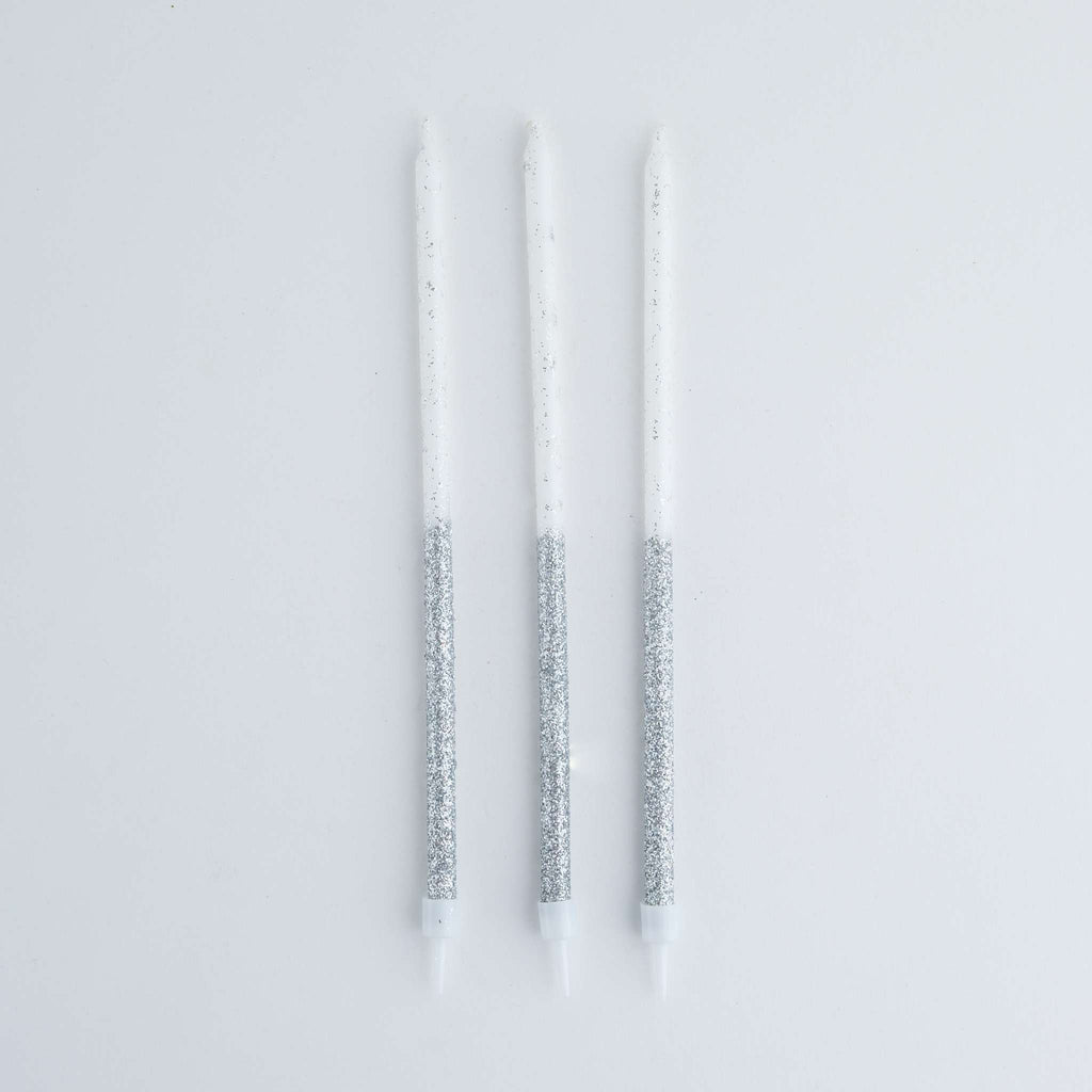 Bougies Hautes - Paillettes Argent Pqt/16