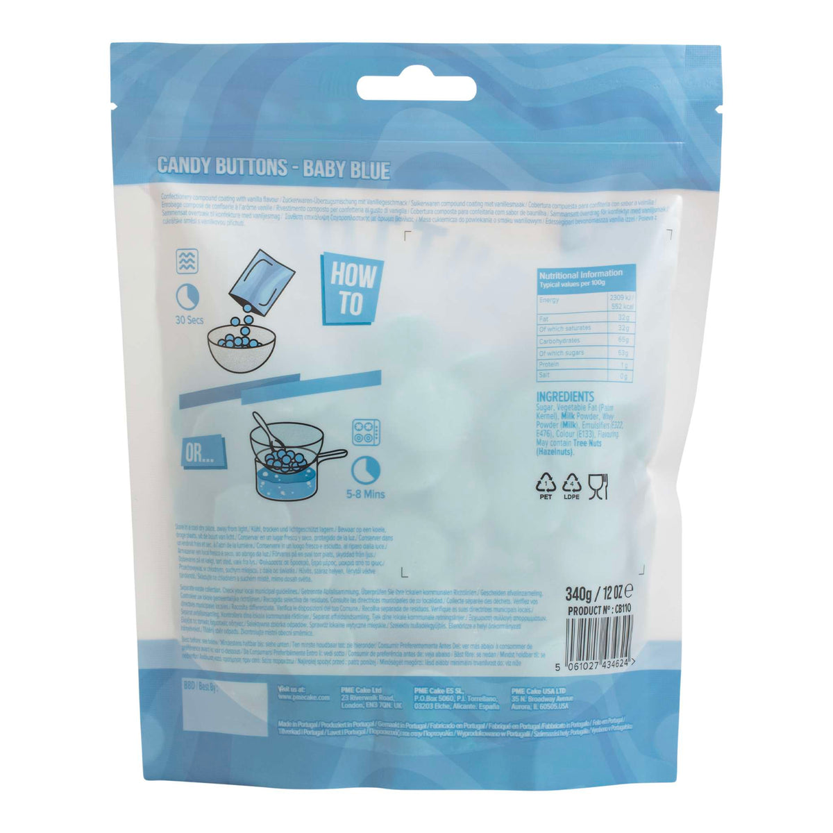 Candy Buttons - Bleu bébé (340g / 12oz)