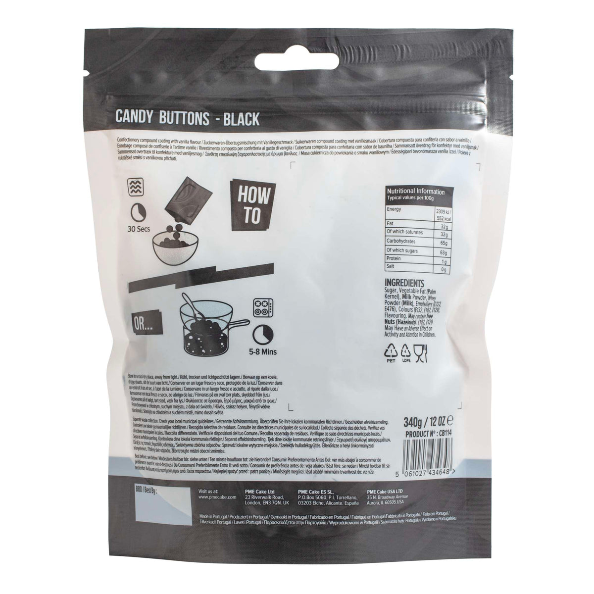 Candy Buttons - Schwarz (340g / 12oz)