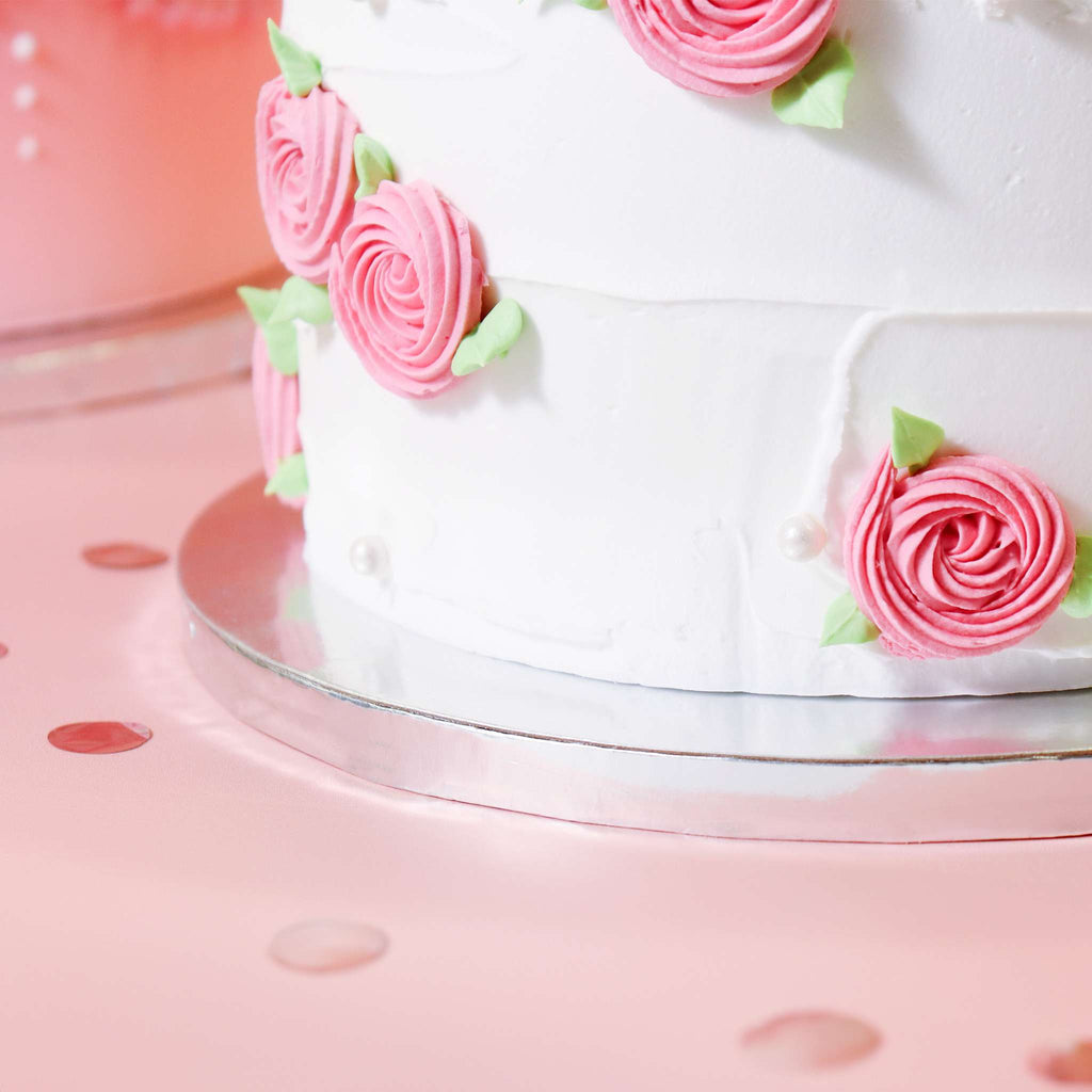 Cake Board redonda para Tarta con bordes lisos, Plata (8" / 20cm)