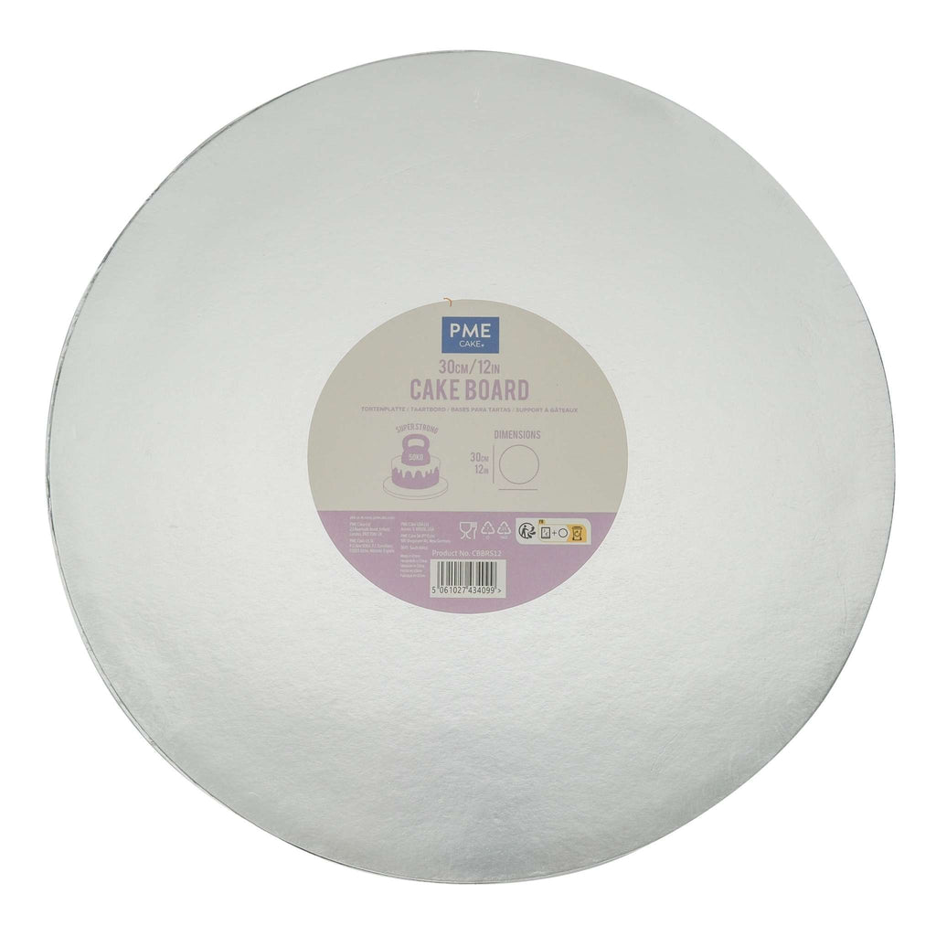 Plateaux à gâteau Ronds avec bordure lisse, Argentée (12" / 30cm)