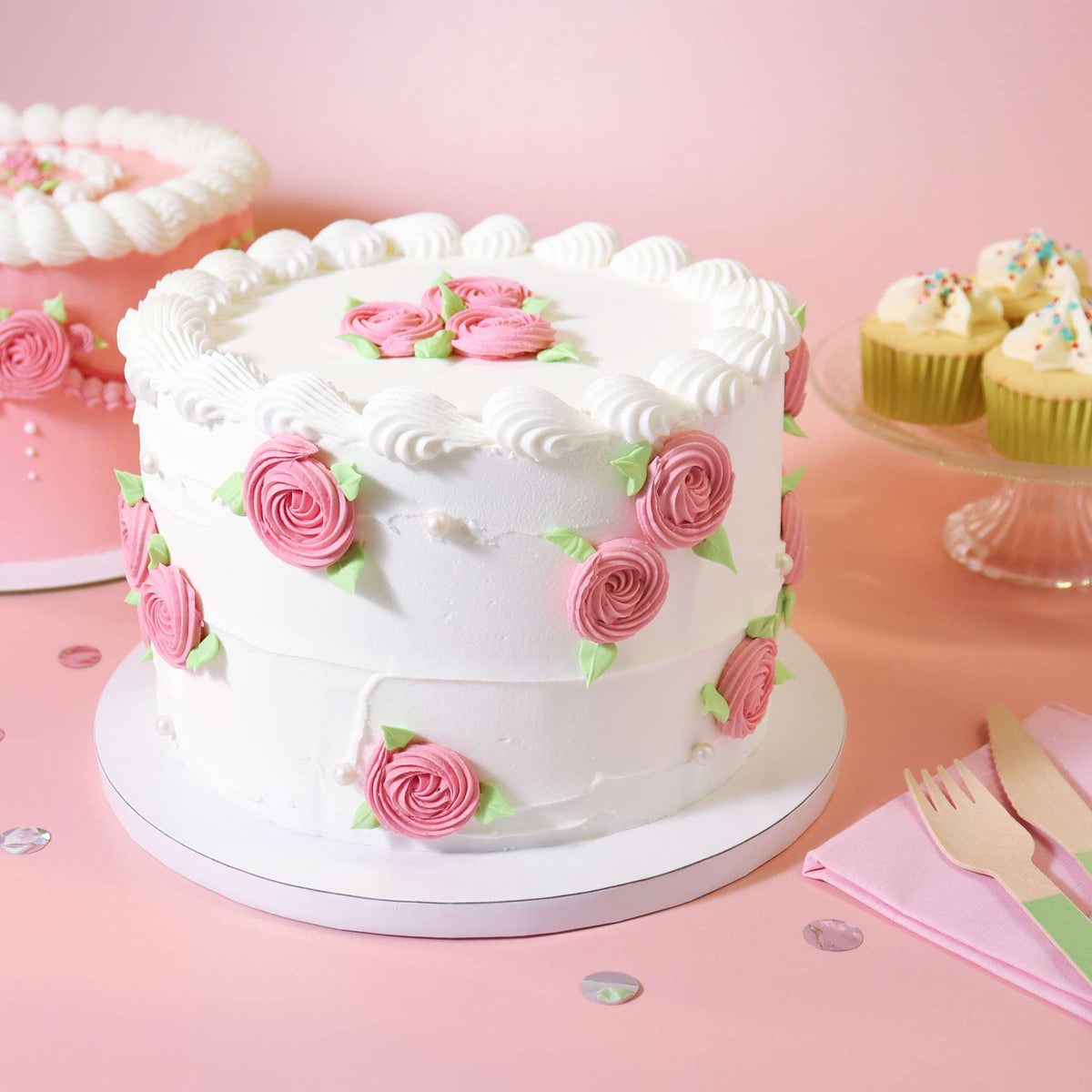 Runde Kuchenplatte mit Glatter Rand, Weiß (8" / 20cm)
