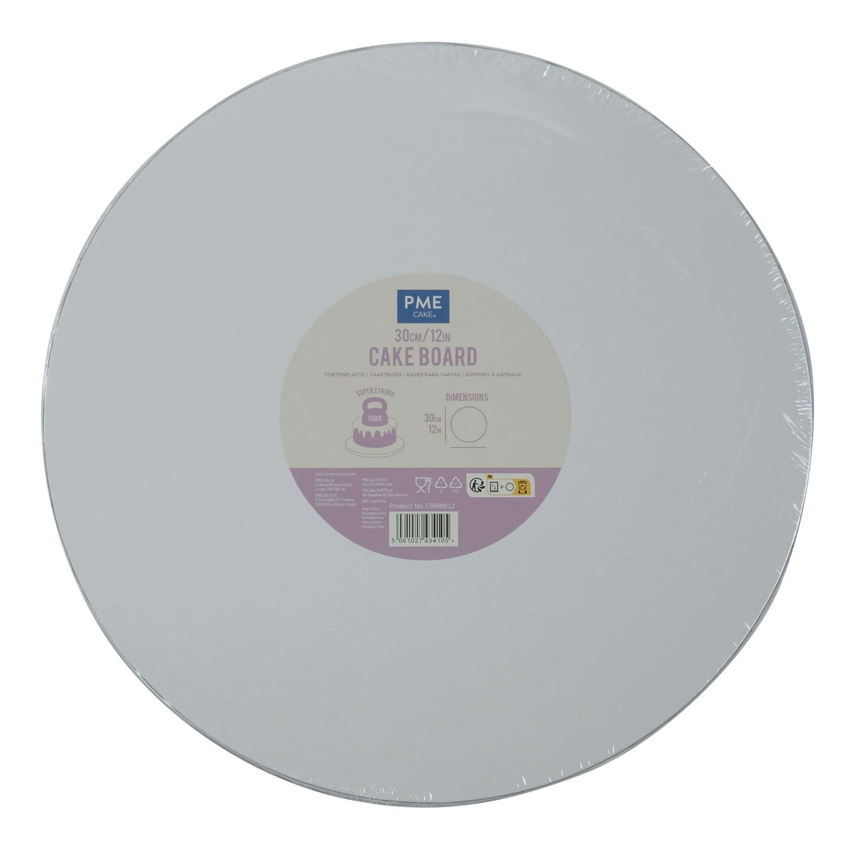 Cake Board redonda para Tarta con bordes lisos, Blanco (12" / 30cm)