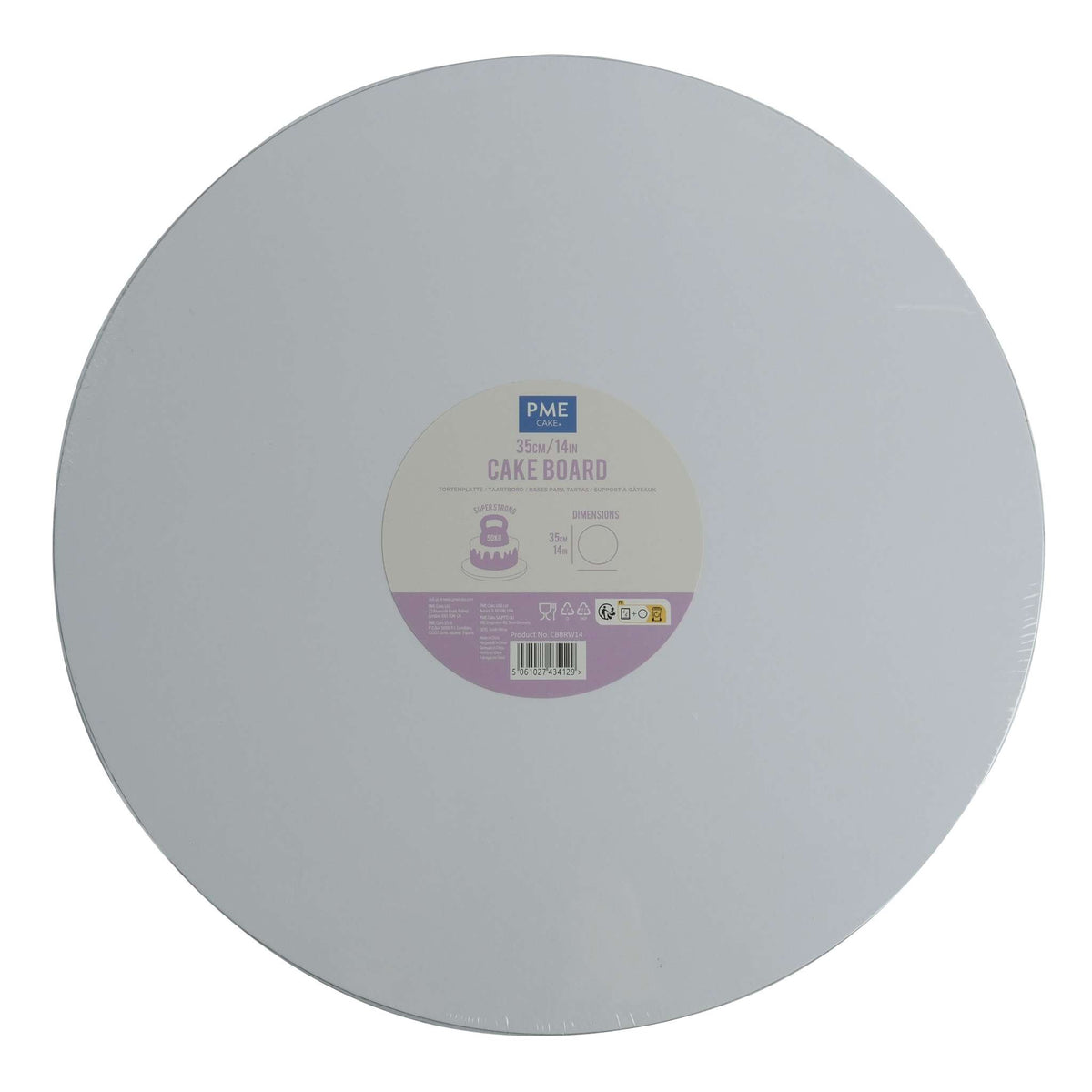 Cake Board redonda para Tarta con bordes lisos, Blanco (14" / 35cm)