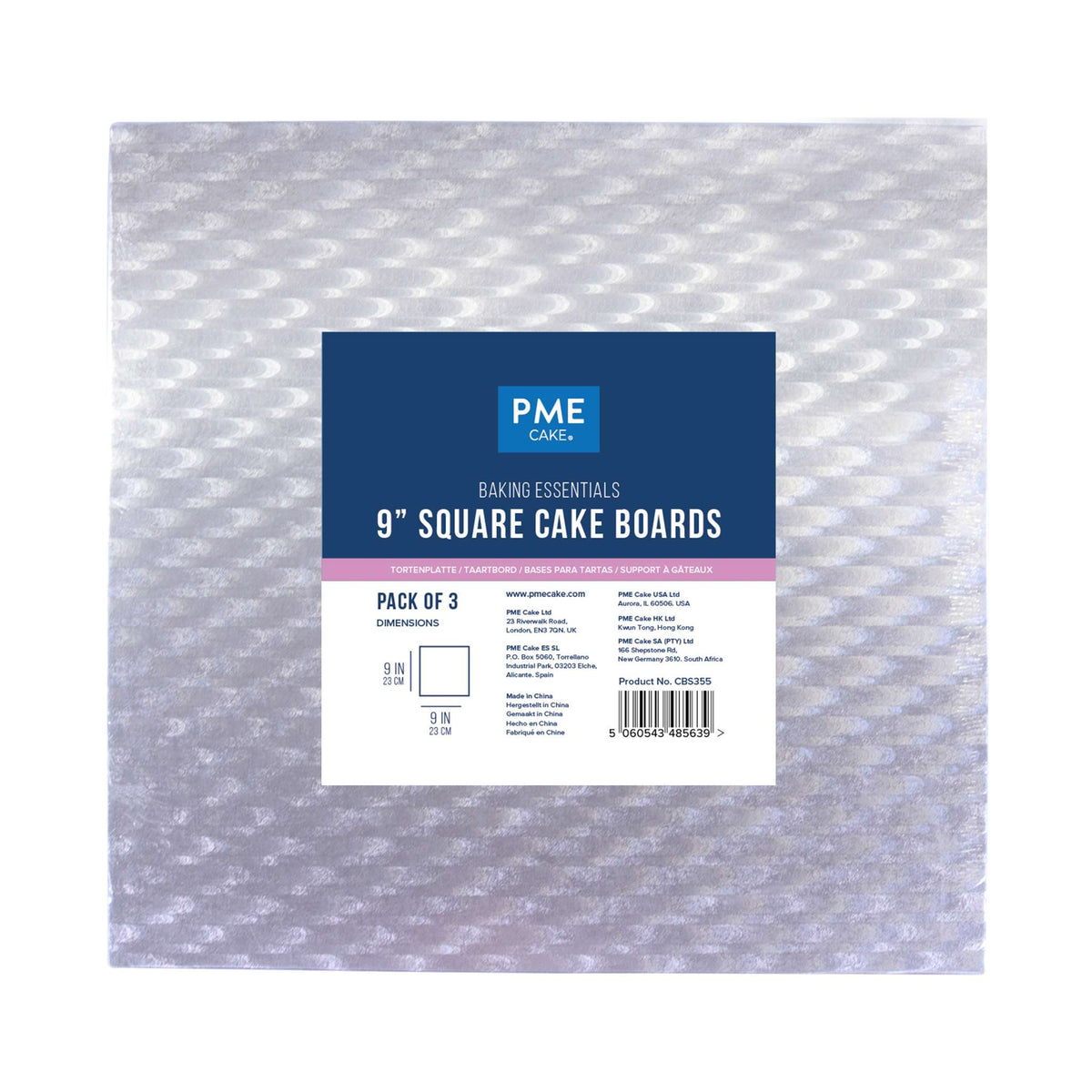 Value Square Cake Board (228mm / 9”), Set of 3