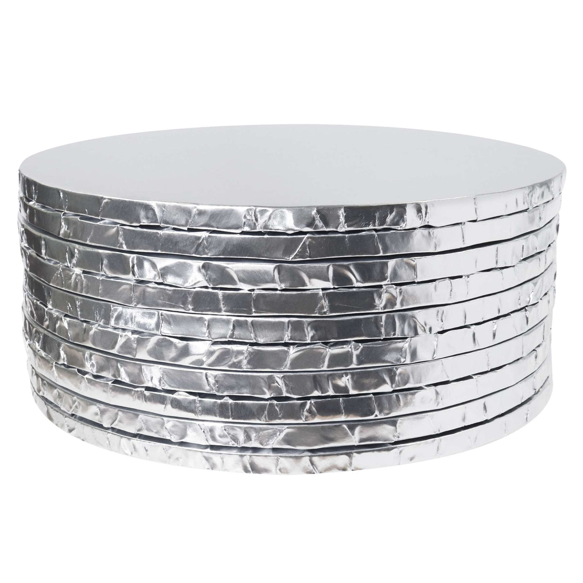 Set de 10 Cake Boards redondos para Tartas con bordes envueltos, Plata (12" / 30cm)