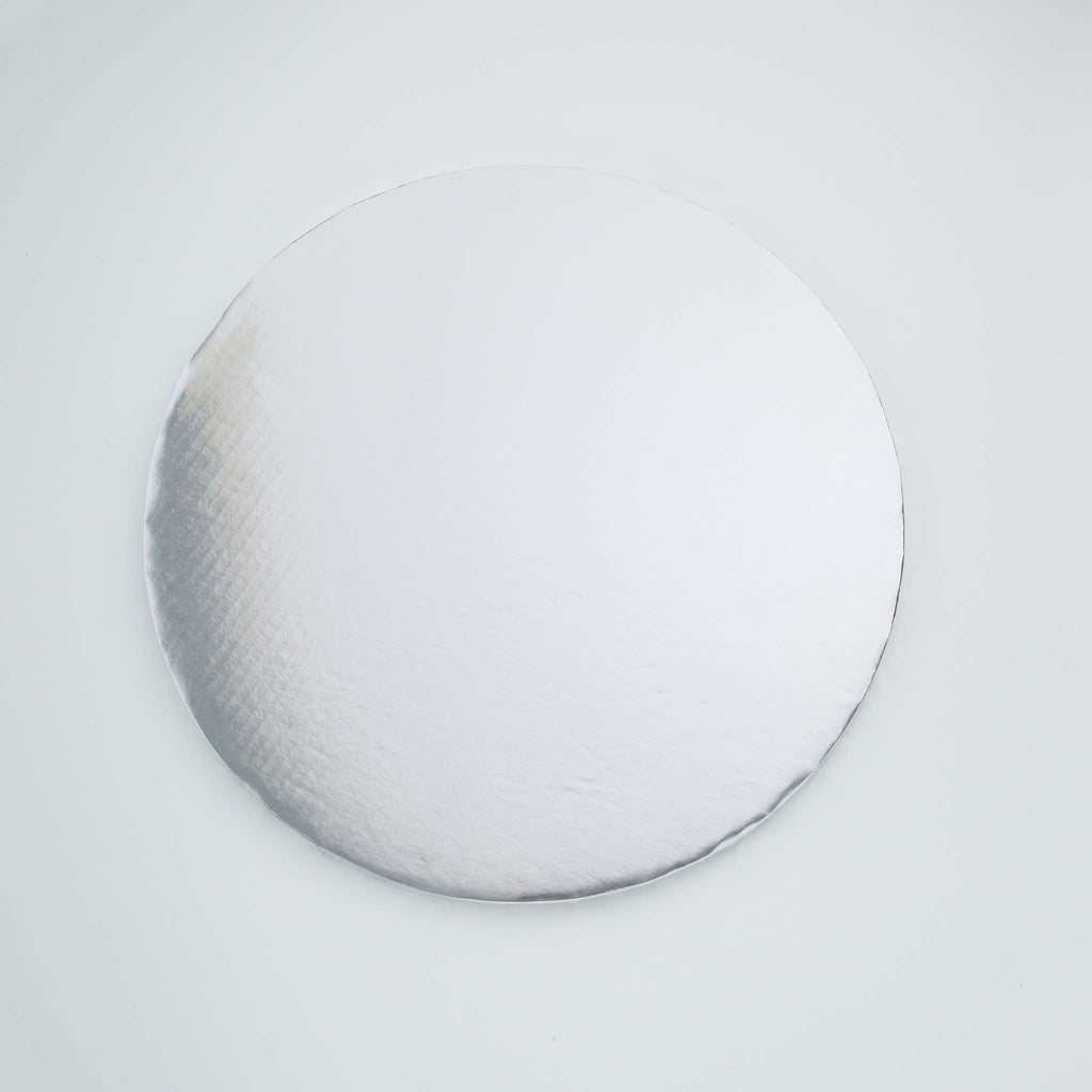 Set de 10 Plateaux à gâteau Ronds avec bords enveloppés, Argentées (14" / 35cm)