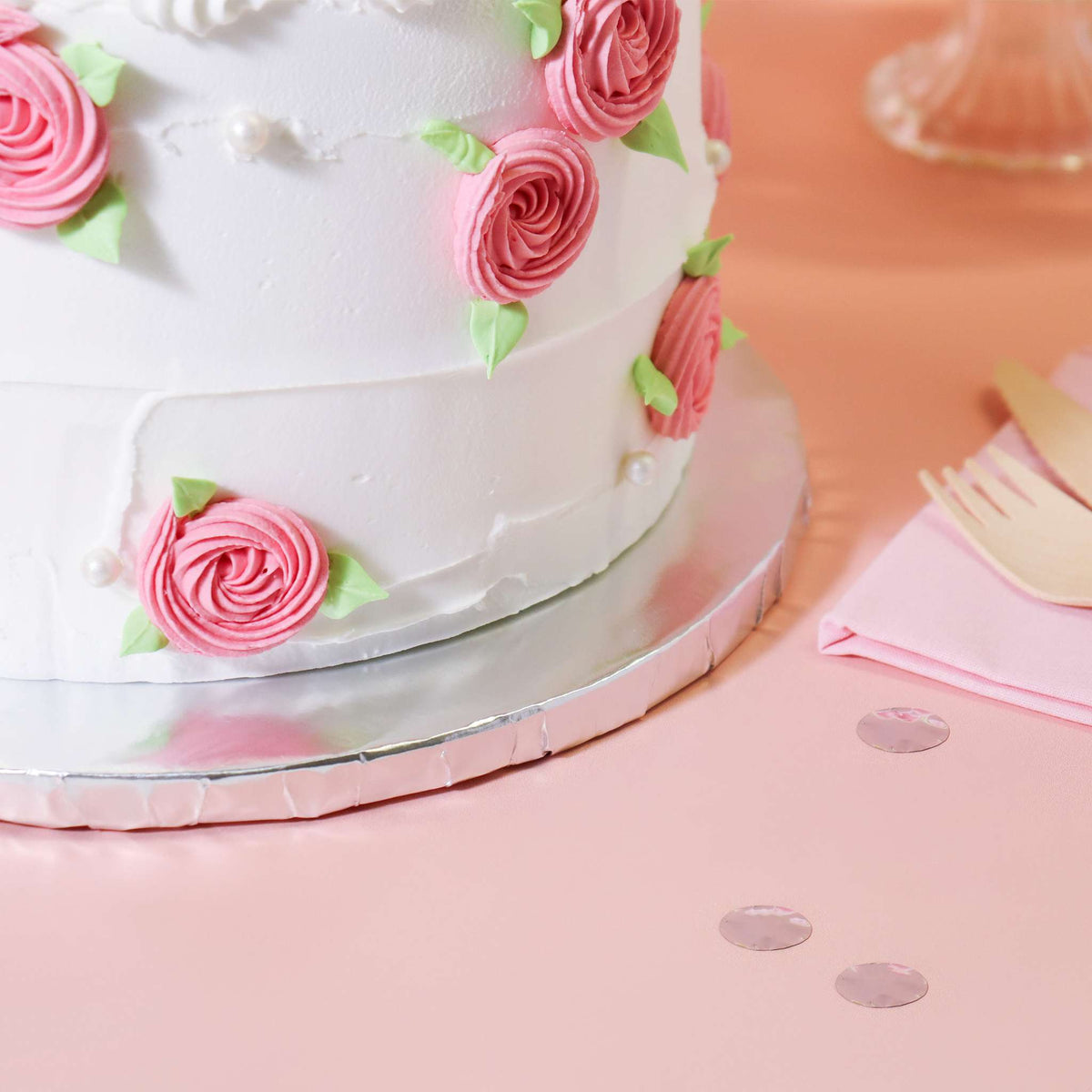 Set de 10 Cake Boards redondos para Tartas con bordes envueltos, Plata (14" / 35cm)