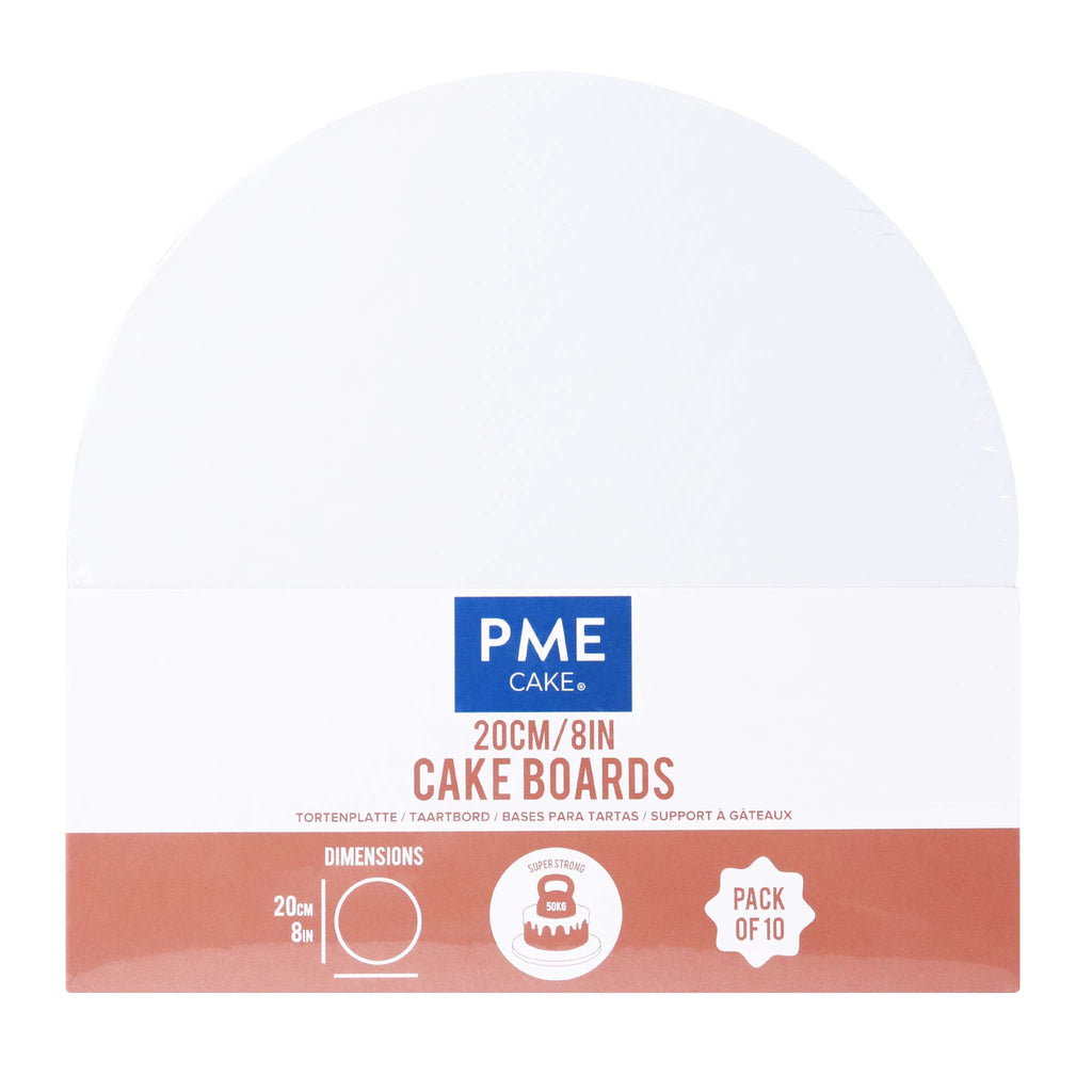 Round Wrapped Edge White Cake Boards - Pk/10 (20cm / 8in)