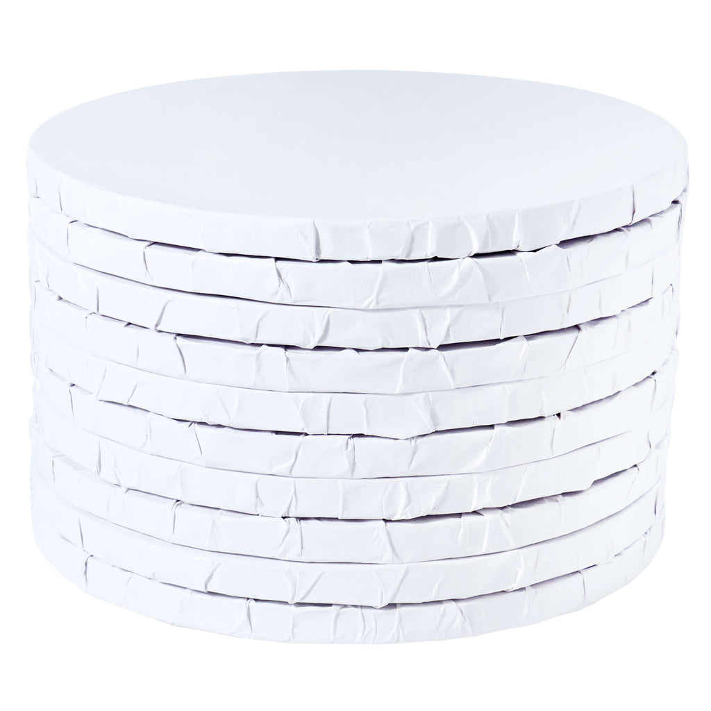 Round Wrapped Edge White Cake Boards - Pk/10 (20cm / 8in)