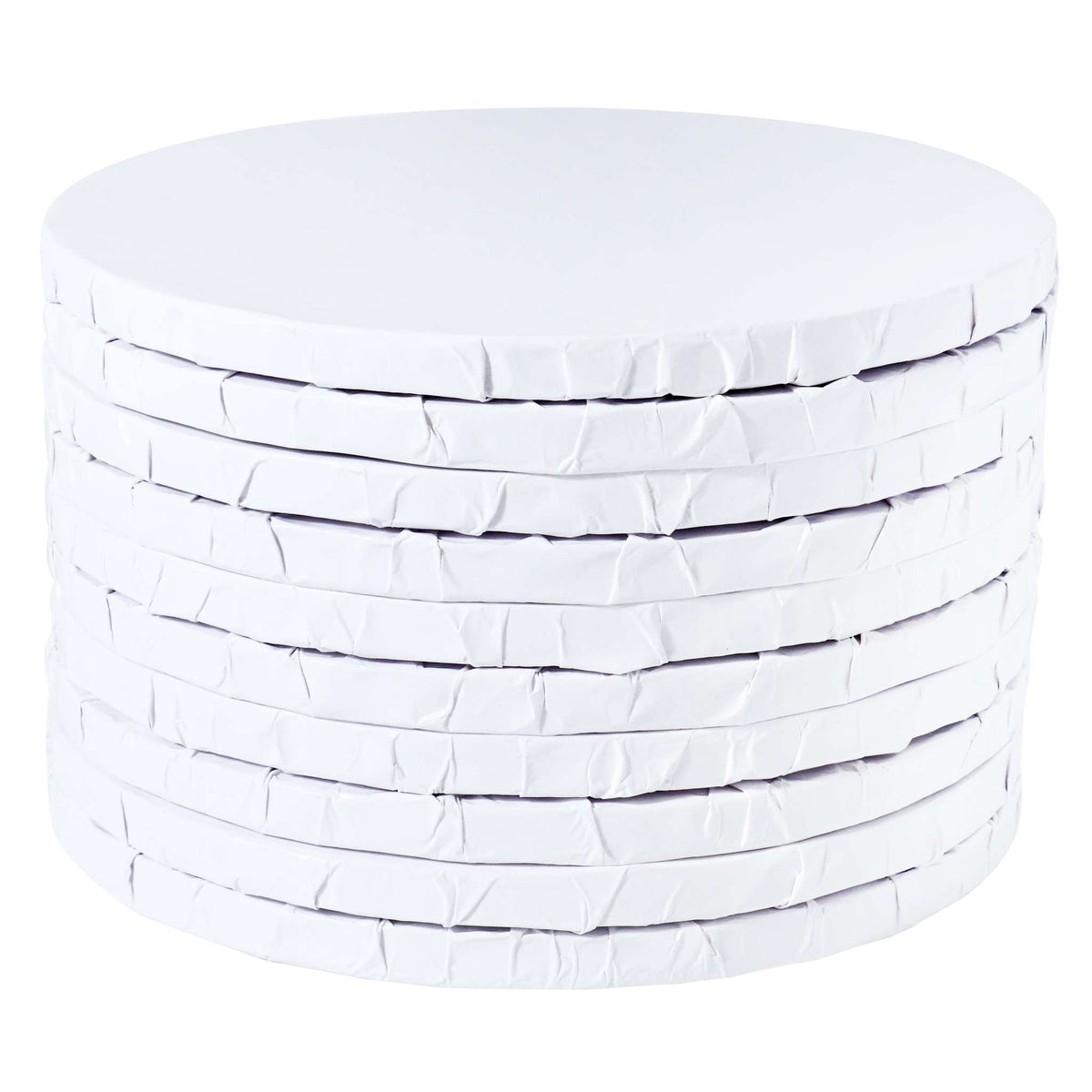 Set de 10 Cake Boards redondos para Tartas con bordes envueltos, Blanco (8" / 20cm)