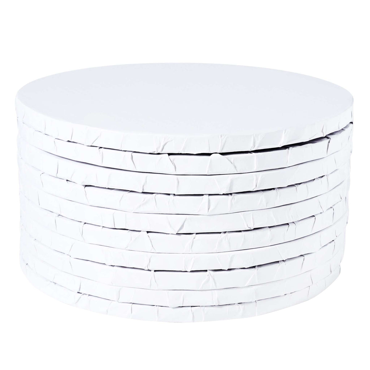 Set de 10 Cake Boards redondos para Tartas con bordes envueltos, Blanco (10" / 25cm)