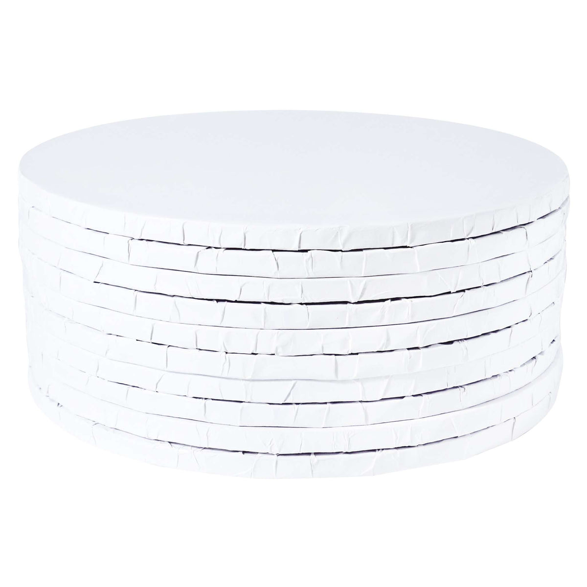 Set de 10 Cake Boards redondos para Tartas con bordes envueltos, Blanco (12" / 30cm)