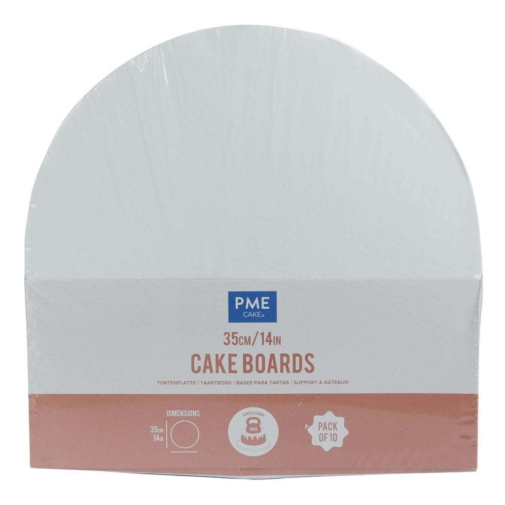 Set de 10 Cake Boards redondos para Tartas con bordes envueltos, Blanco (14" / 35cm)