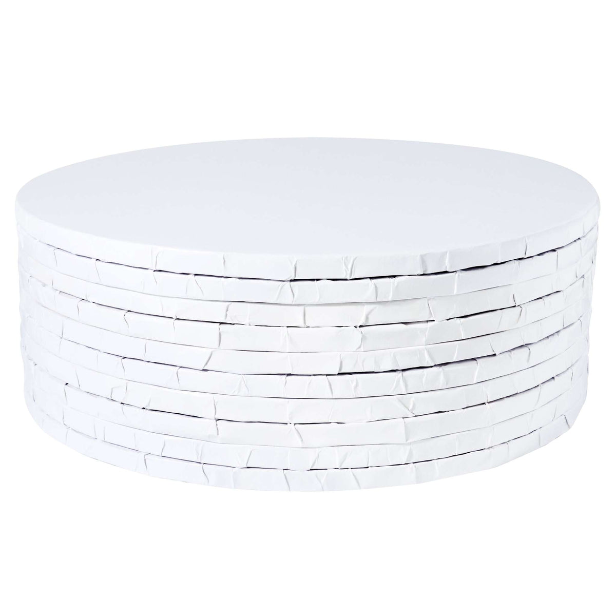 Set de 10 Cake Boards redondos para Tartas con bordes envueltos, Blanco (14" / 35cm)