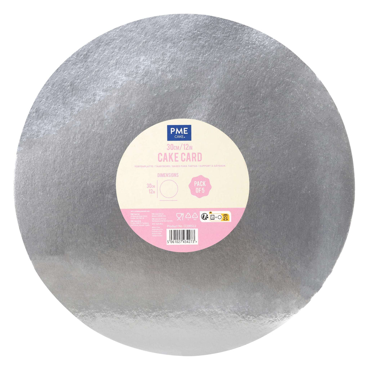 5er-set Runde Kuchenkarten, Silber (12" / 30cm)