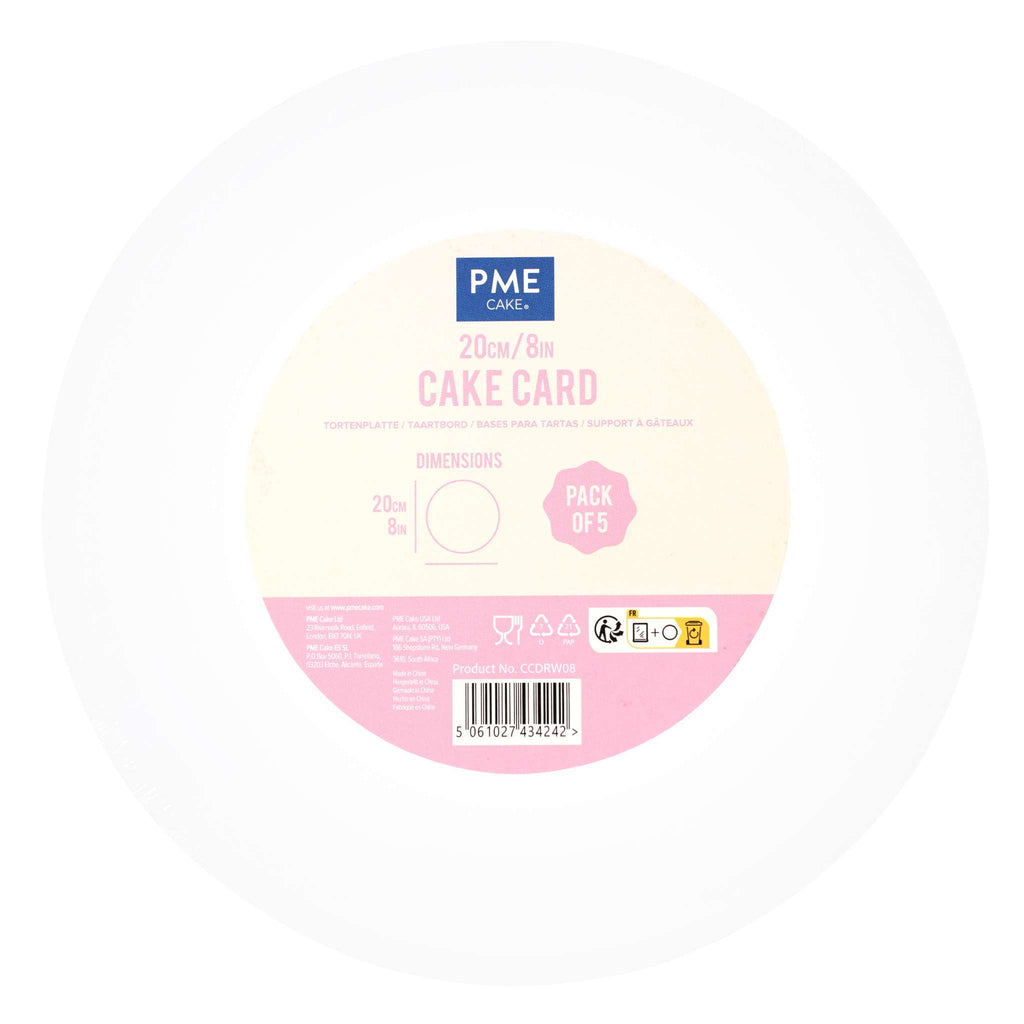 Round White Cake Cards Pk/5 (20cm / 8in)