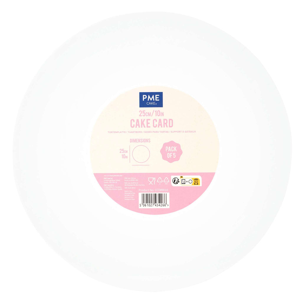 Set de 5 Cartons Ronds pour gâteaux, Blancs (10" / 25cm)