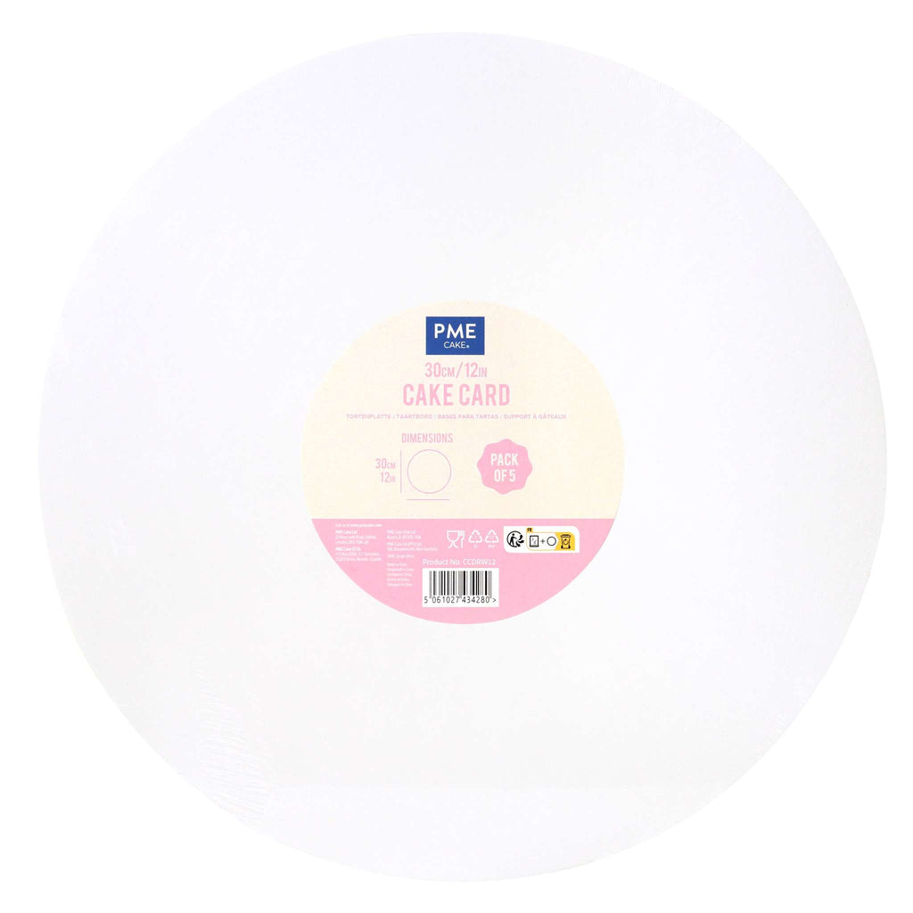 Round White Cake Cards Pk/5 30cm / 12in)