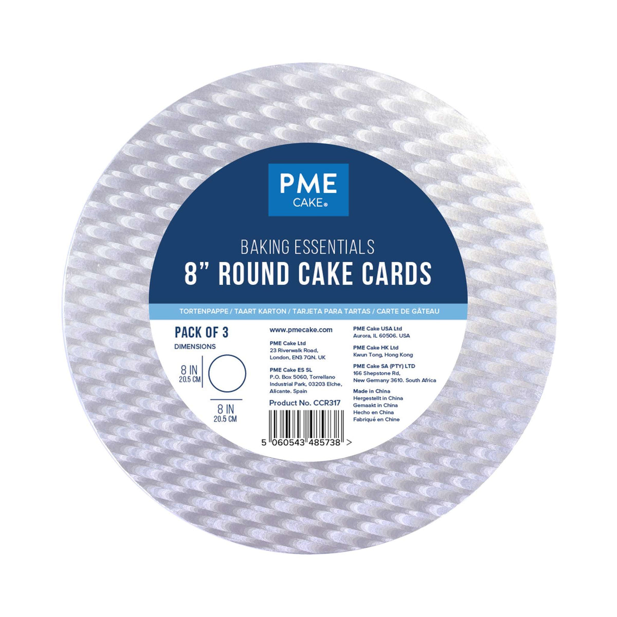 PME Baking Essentials 8” Round Cake Card (20.5cm / 8”), Pack of 3