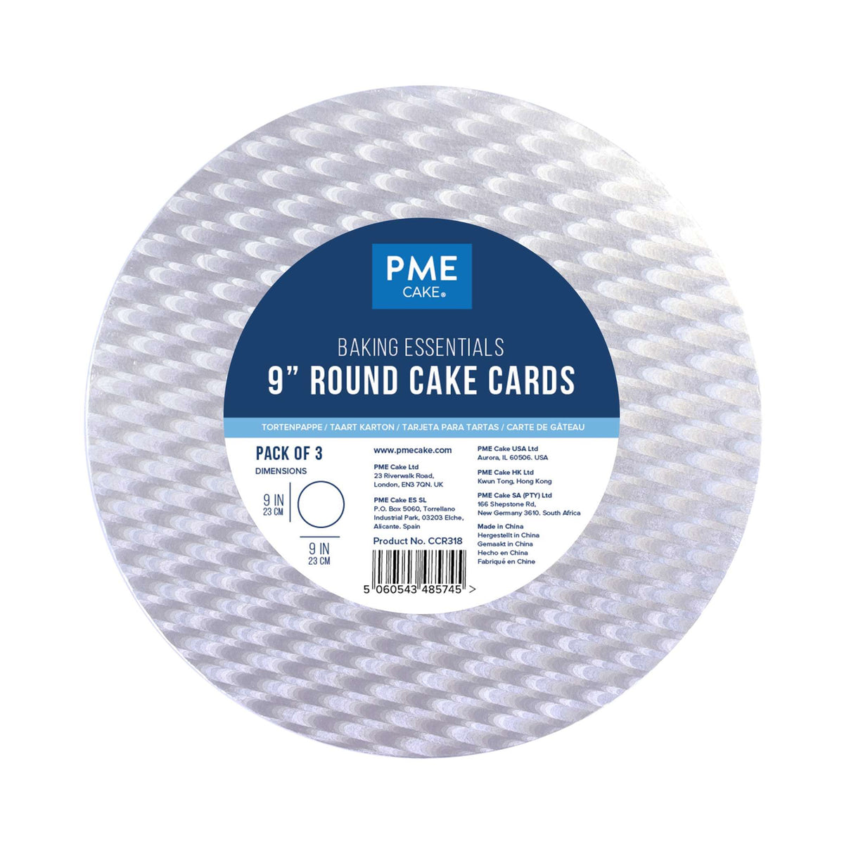 PME Baking Essentials 9” Round Cake Card (23cm / 9”), Pack of 3