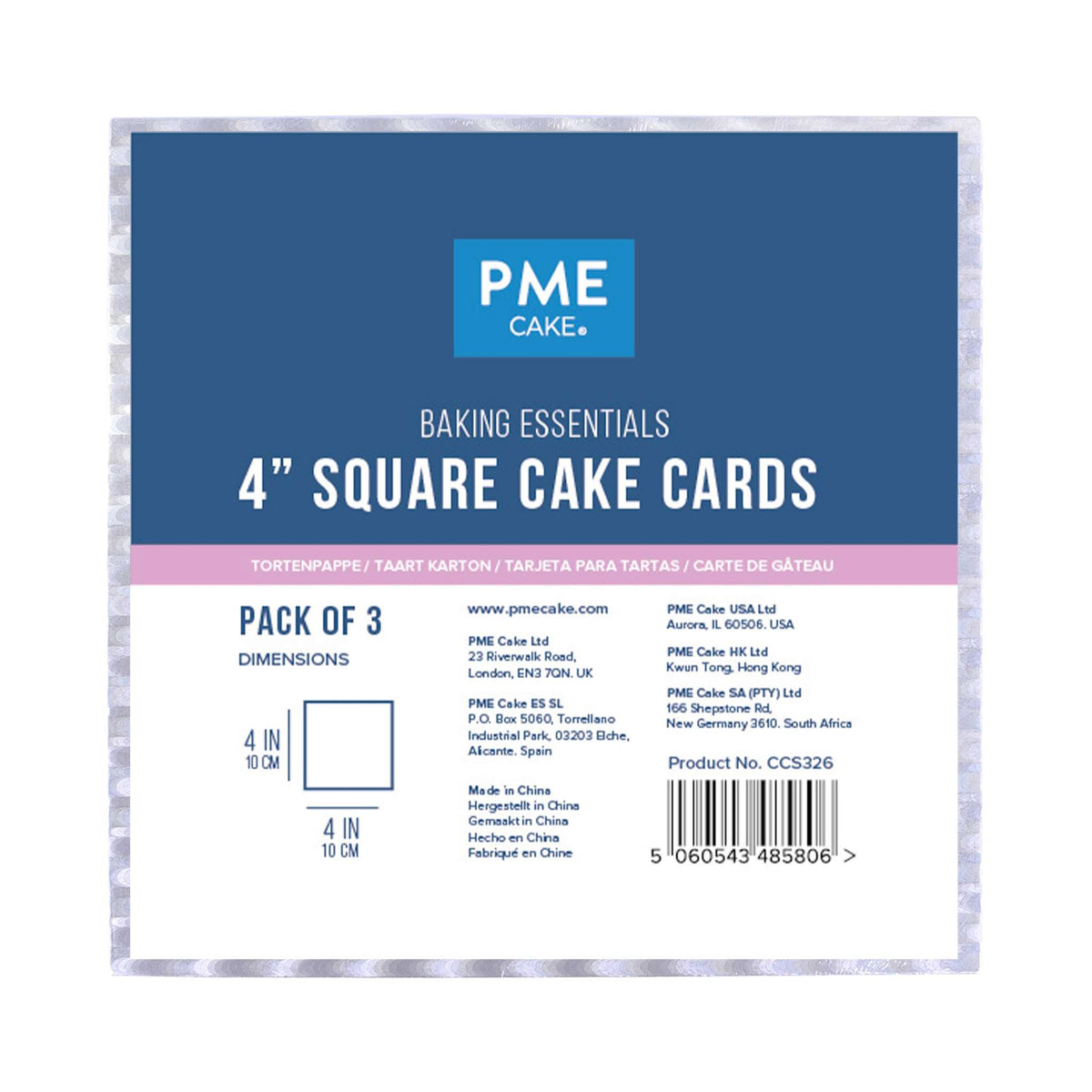 Cartón para Tartas Cuadradas Baking Essentials (102mm / 4"), Set de 3