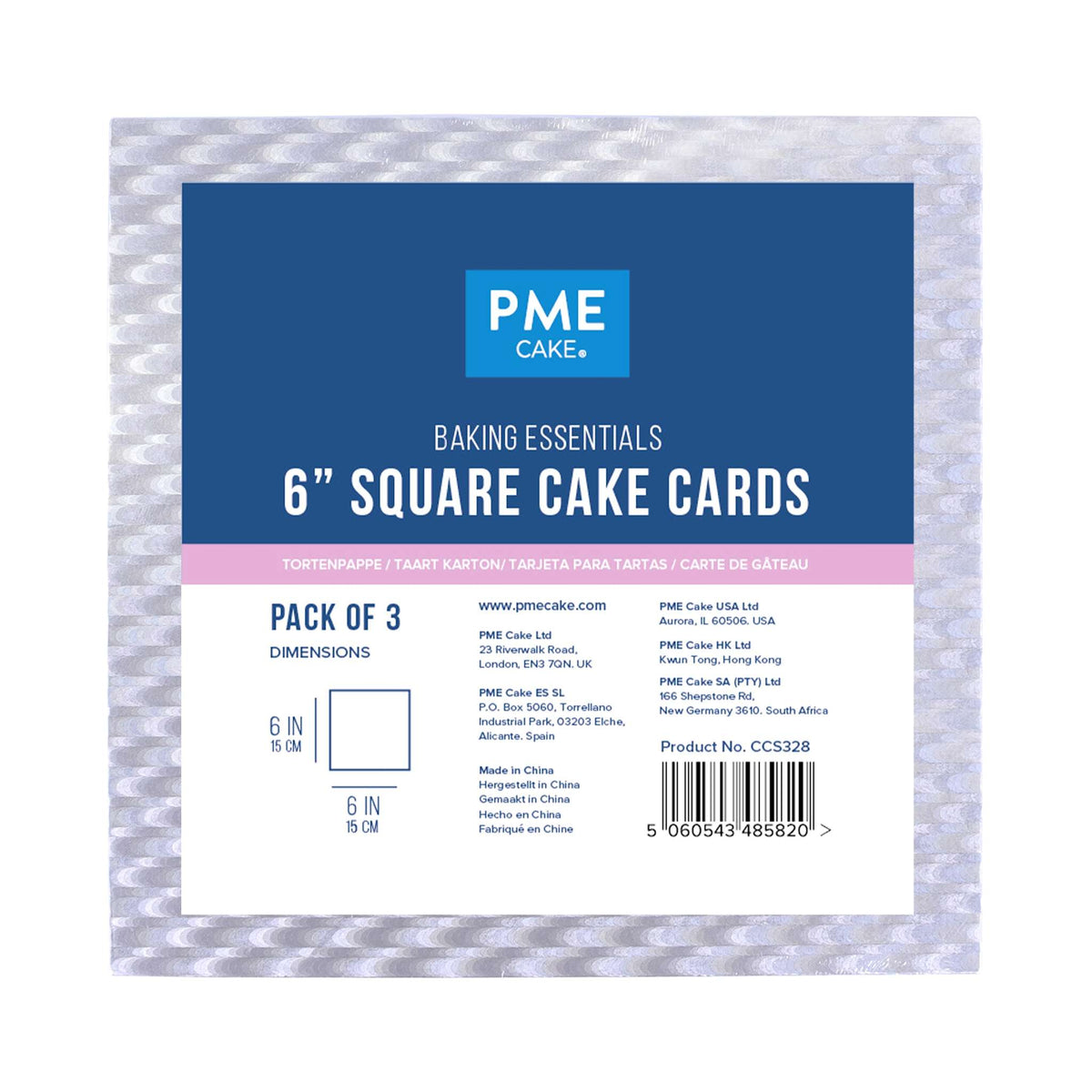 Backzubehör Quadratische Kuchenkarte (152mm / 6"), 3er-Set