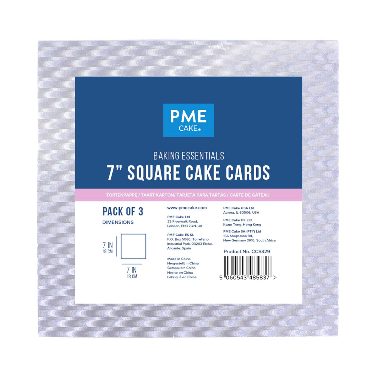 Backzubehör Quadratische Kuchenkarte (178mm / 7"), 3er-Set