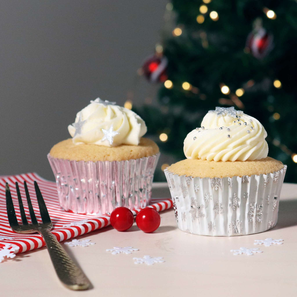 Noël Caissettes à cupcakes en Aluminium - Neige Argentée (60 pièces)