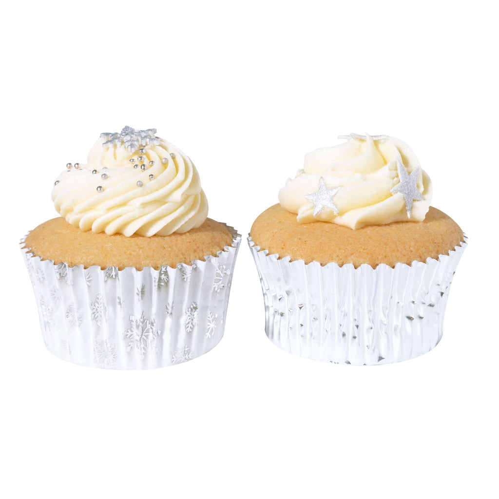 Noël Caissettes à cupcakes en Aluminium - Neige Argentée (60 pièces)