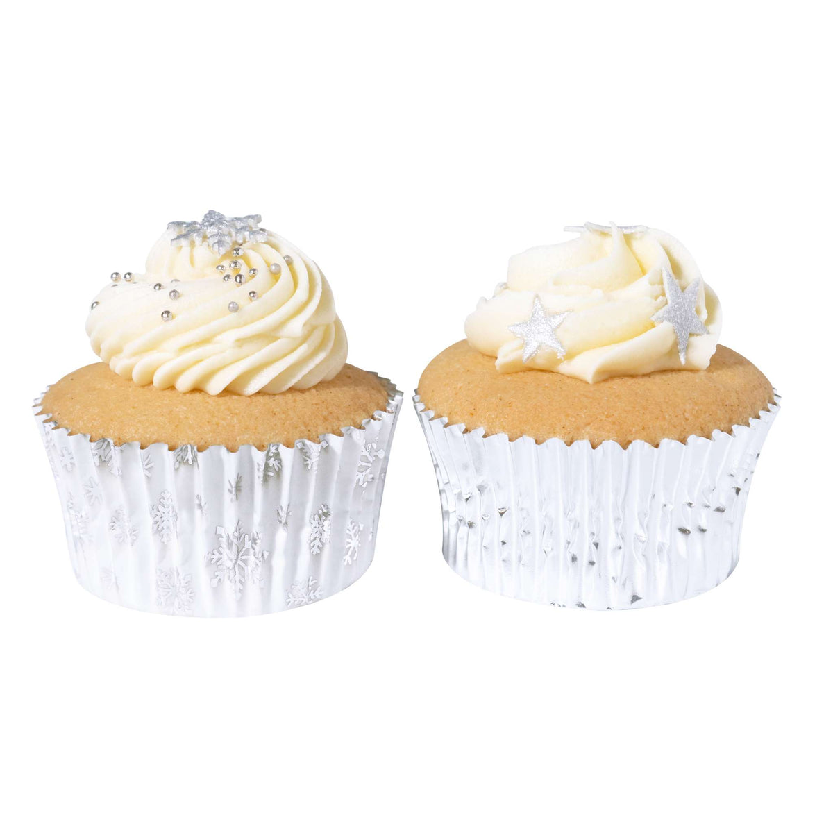 Noël Caissettes à cupcakes en Aluminium - Neige Argentée (60 pièces)