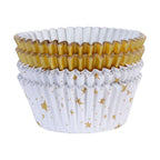 Navidad Cápsulas para Cupcakes forradas de Aluminio - Estrellas Doradas (Set de 60)