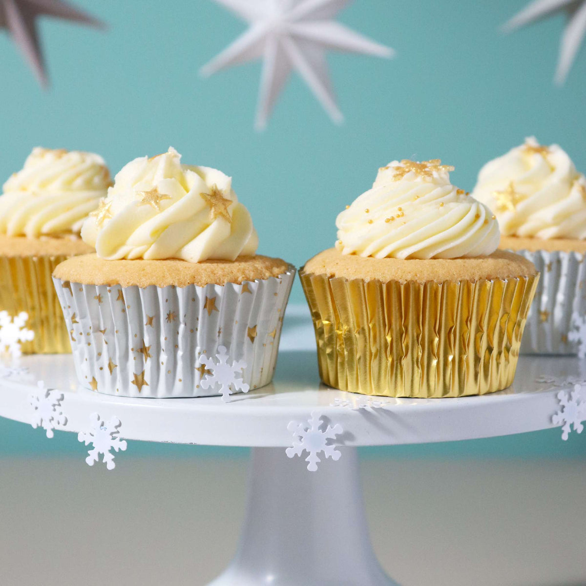 Golden Stars Foil Lined Cupcake Cases Pk/60