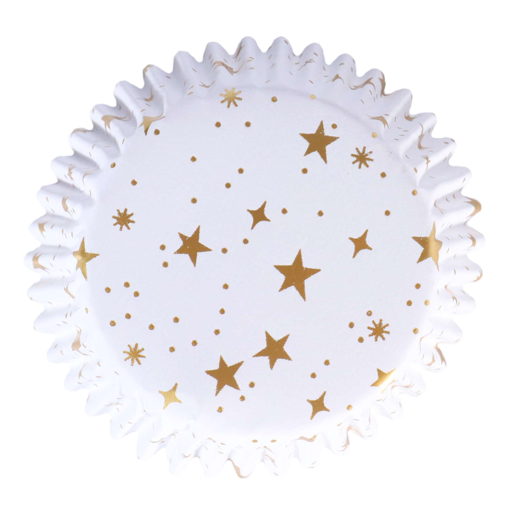 Navidad Cápsulas para Cupcakes forradas de Aluminio - Estrellas Doradas (Set de 60)