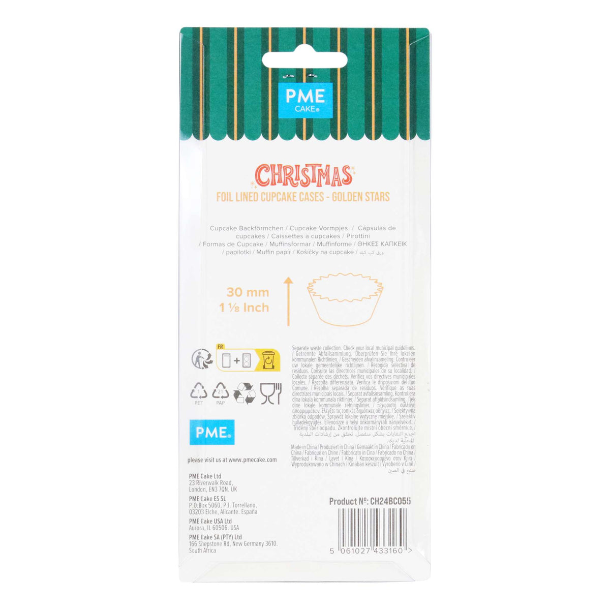 Navidad Cápsulas para Cupcakes forradas de Aluminio - Estrellas Doradas (Set de 60)